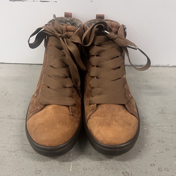 ECCO Women's Brown Leather High Top Sneakers Boots Zip Lace Comfort EU 38 US 7 - Picture 6 of 10